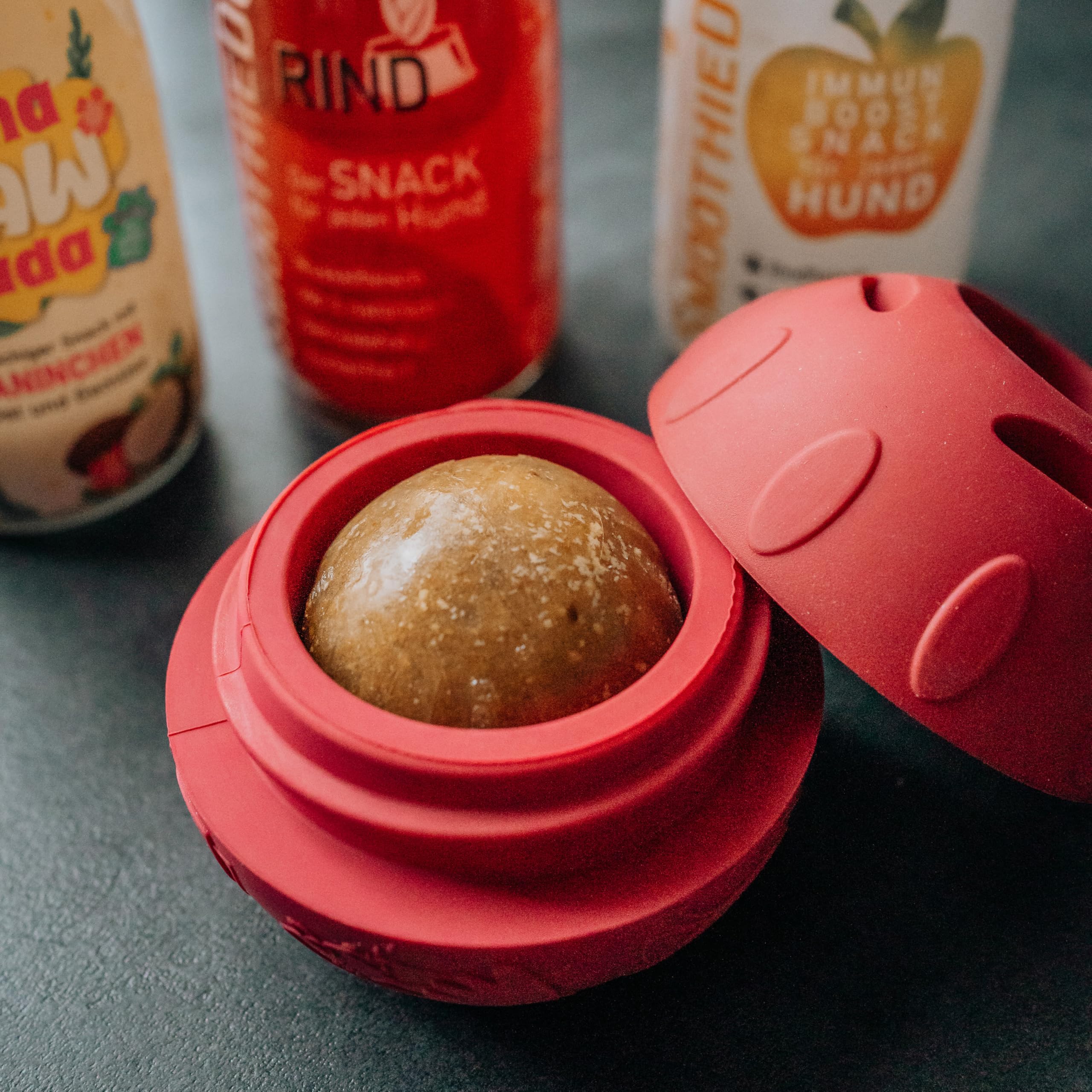 SmoothieDog Schleckball-Set + 1 Schleckball - Schleckball für Hunde, Snackball, für Mehrhundehaushalte, zur Beschäftigung, bpa frei, robust, befüllbar, zum einfrieren, spülmaschinenfest