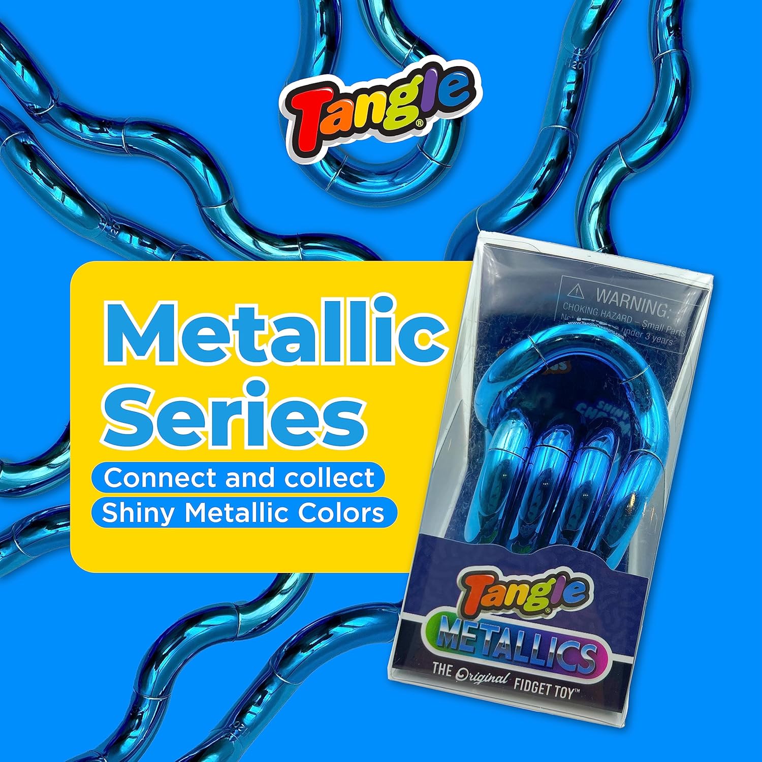 Tangle® Jr. Metallic (2-Pack) - Purple & Blue - Genuine Tangle Fidget - Fidget Toy for Kids and Adults - Metallic Shiny Fidget Desk Toy