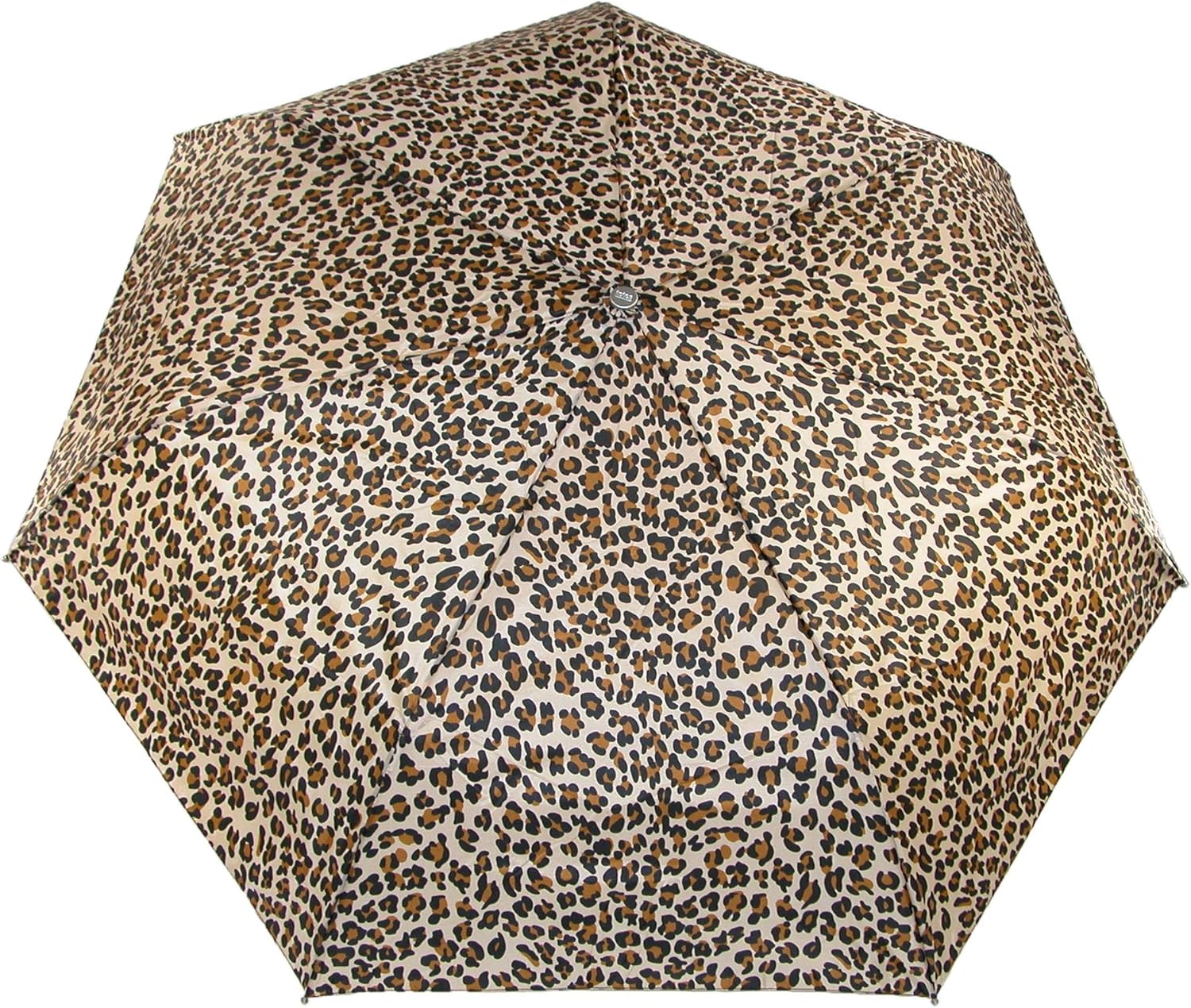 totes Automatic Open Close Water-Resistant Travel Folding Umbrella with Sun Protection, Leopard Spot