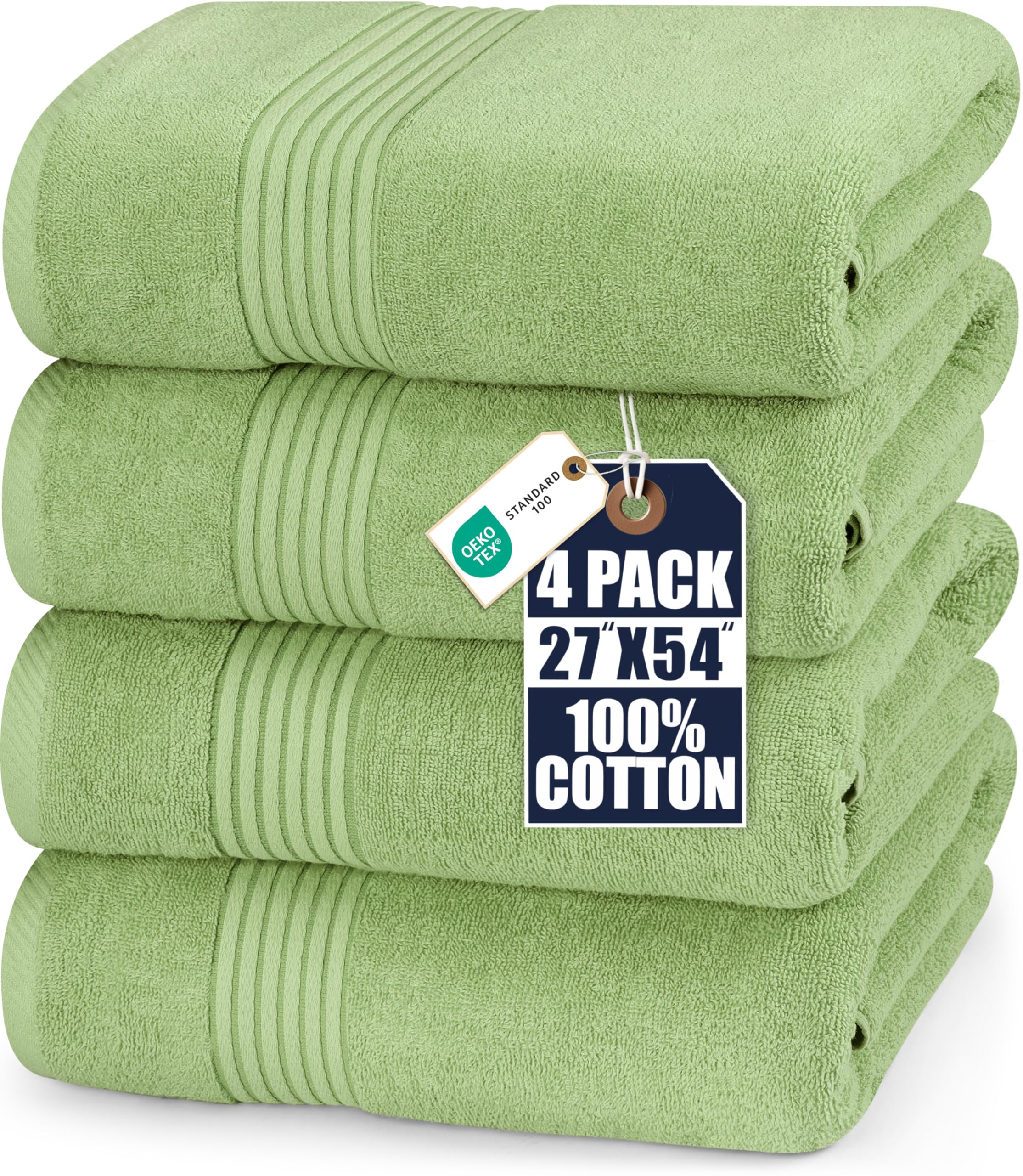 Utopia Towels 4 Pack Bath Towels Set, (27 x 54 Inches) 100% Ring Spun Cotton, Quick Dry, Highly Absorbent, Soft Feel Towels, Perfect for Daily Use (