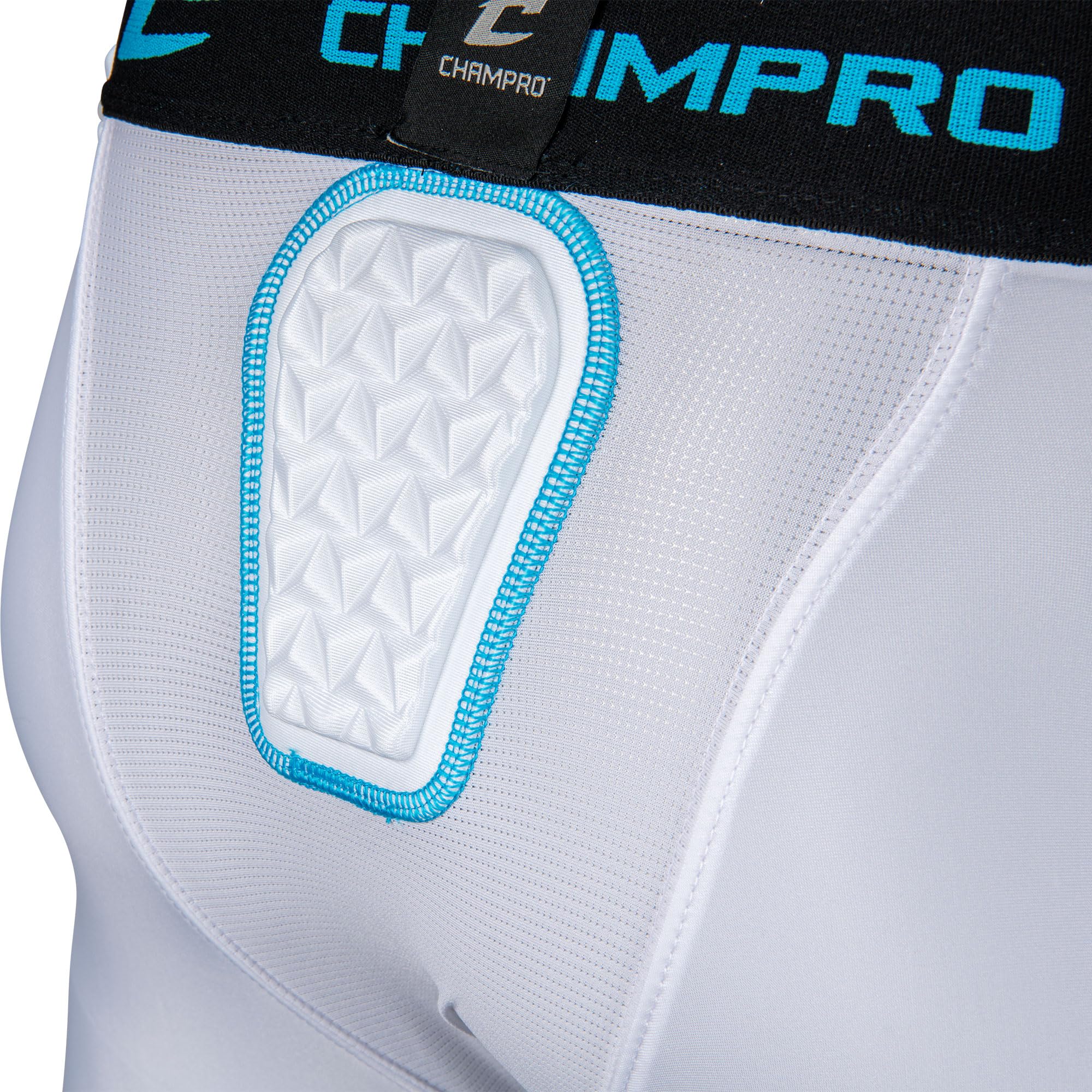 Champro Bull Rush - Faja Juvenil de 7 Almohadillas, Color Blanco, Azul óptico
