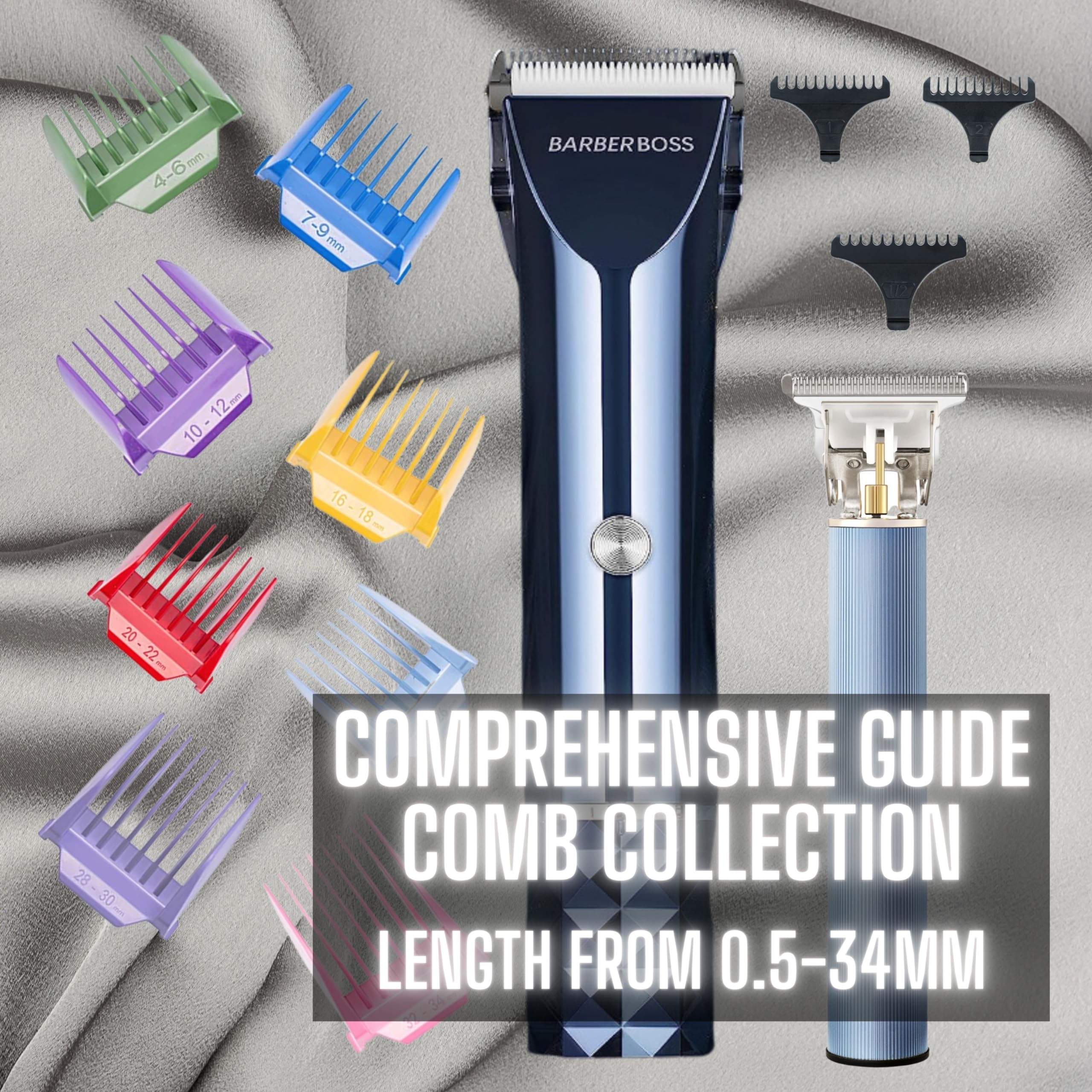 BarberBoss Cordless Hair Clippers for Men, Beard & Hair Trimmer Set including LED Oil Display, 8 Comb Attachments - Image 4