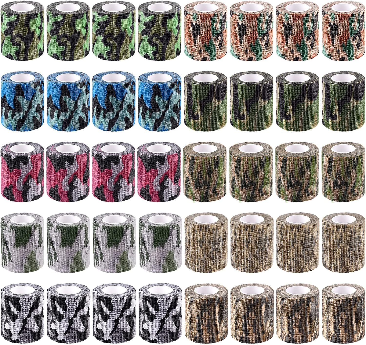 BQTQ 40 Rolls Self Adhesive Bandage Wrap 2 Inch Self Adherent Wrap Stretch Bandage Self Stick Bandage Athletic Wrap Tape Wound Wrap Bandgae for Wrist Ankle Swelling Sprains (Camo Color)