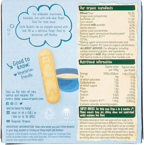 Organix Vanilla Organic Little Ruskits, Organic Baby Snack, 6+ Months, 10 x 6 g Ruskits Per Box (4 Boxes Total) - 2