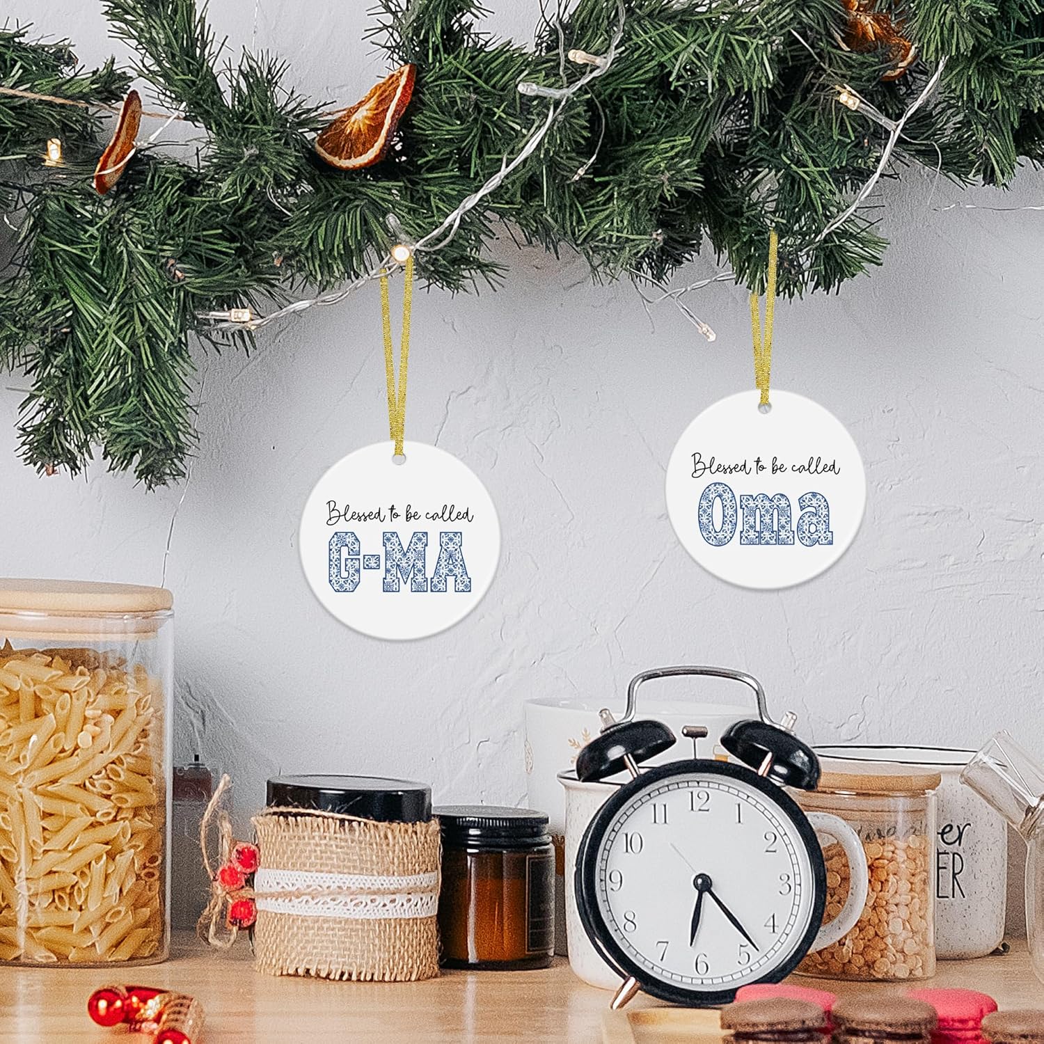 G-Ma Gifts Christmas Ceramic Ornaments Decor, Mothers Day Birthday Ornaments Gifts for G-Ma Grandma from Grandkids, Grandma Haning Ornament Decorations for Christmas Tree - Image 3
