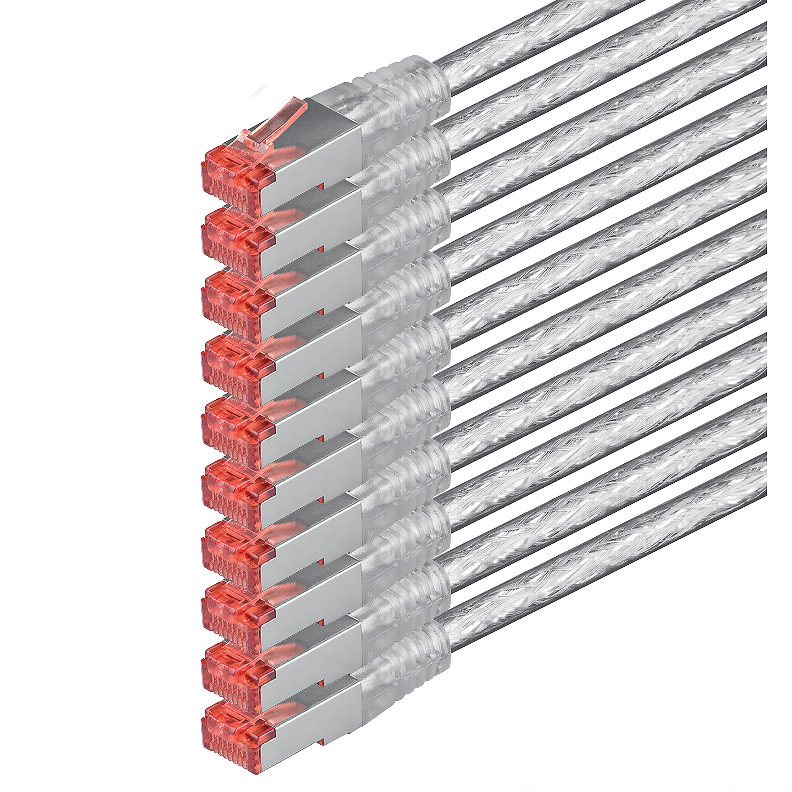 1aTTack.de 10x 1m Cat6 Cat.6 Ethernet-Kabel Cat 6 Netzwerk-Kabel Patch-Kabel RJ45 SFTP - Transparent