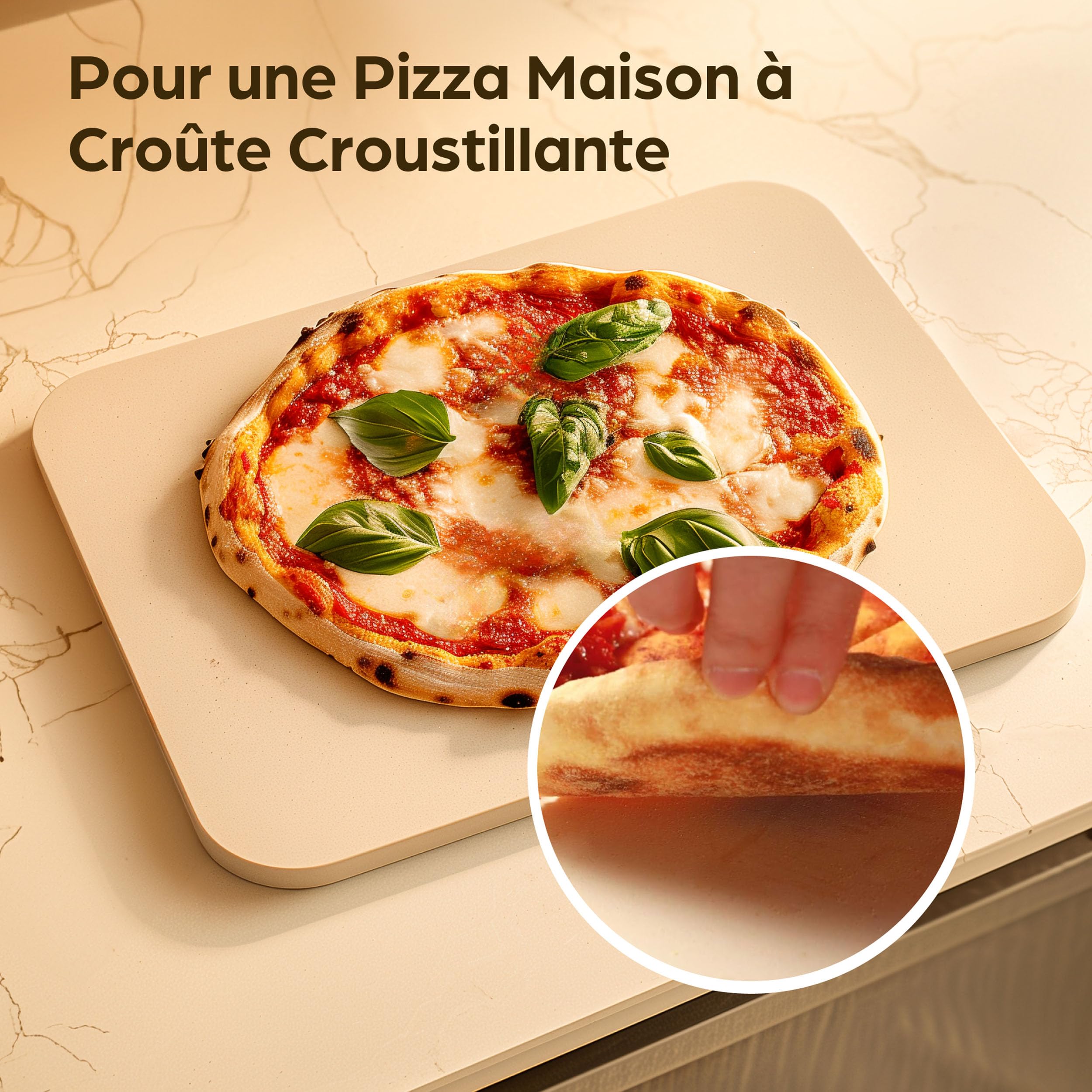Praknu Pierre a Pizza pour Four et Barbecue - Rectangulaire 38x 30cm - Pierre Pizza en Cordiérite à Four et Barbecue - Pour Pizzas Croustillantes