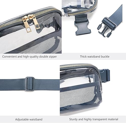 Miniatura 5 de Riñonera transparente aprobada por estadios para mujeres y hombres con correa ajustable, bolsa cruzada transparente para conciertos, deportes,