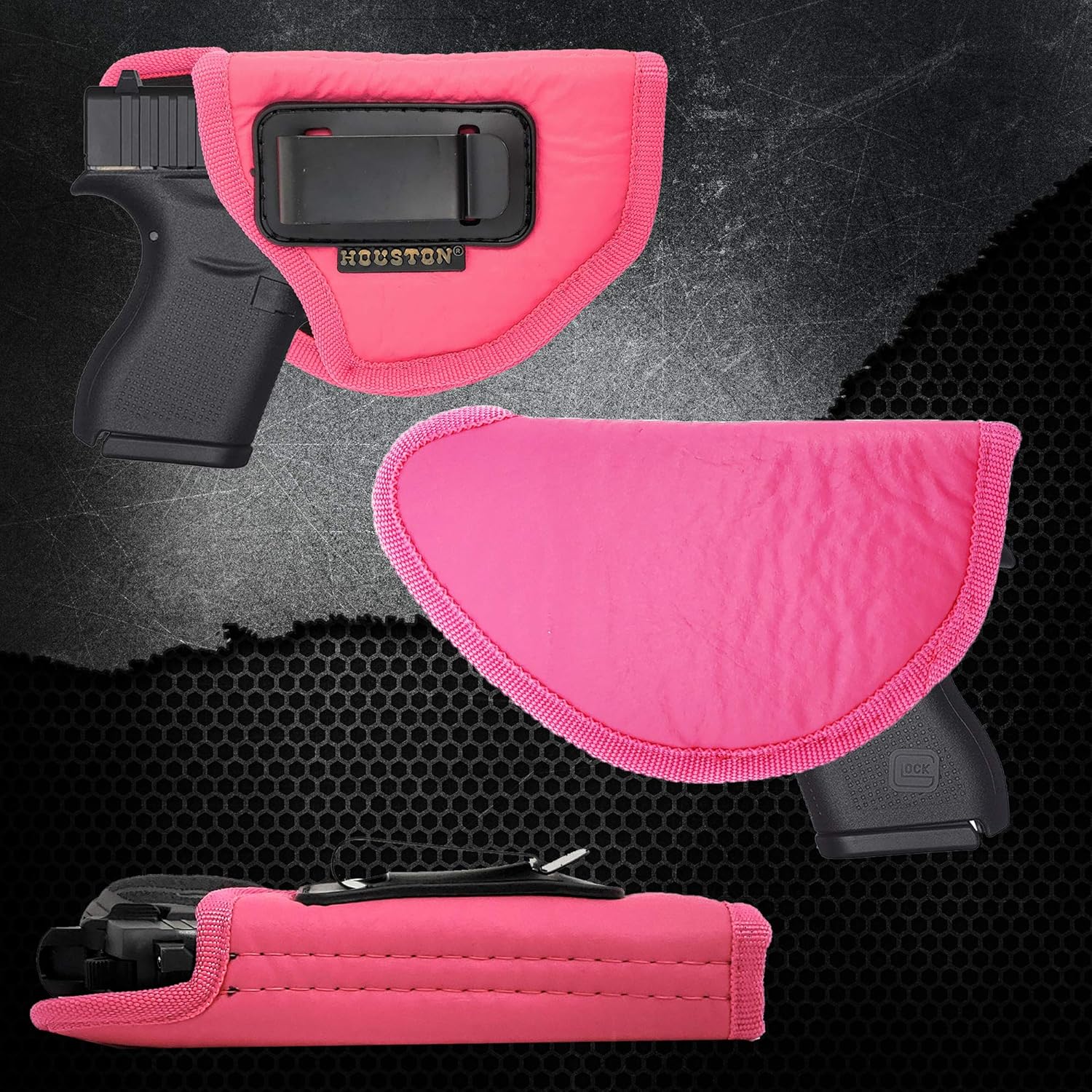 IWB Gun Holster for Women Glock 42, SIG P 938, 1911 3", Kahr 380, Bersa 380, Diamond Back 9mm Holster Color Pink Woman Gun Holsters - Soft by Houston