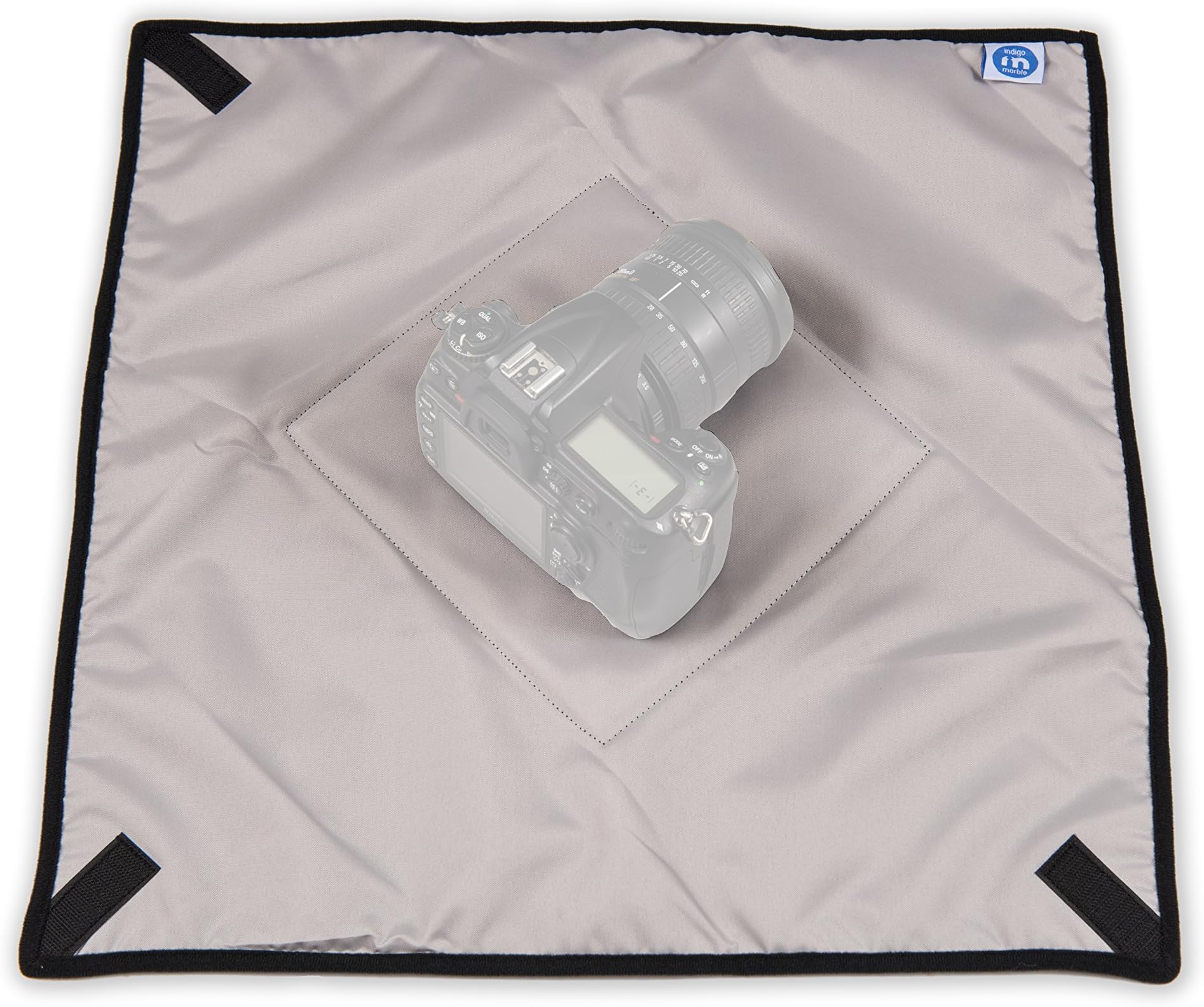 Indigo Marble Premium Large Camera Cover, Wrap & Protect Electronic Equipment, Adjustable & Light Weight to Provide Quick Fit with SLR Straps or Slings, 19" Square with Strong External Pocket