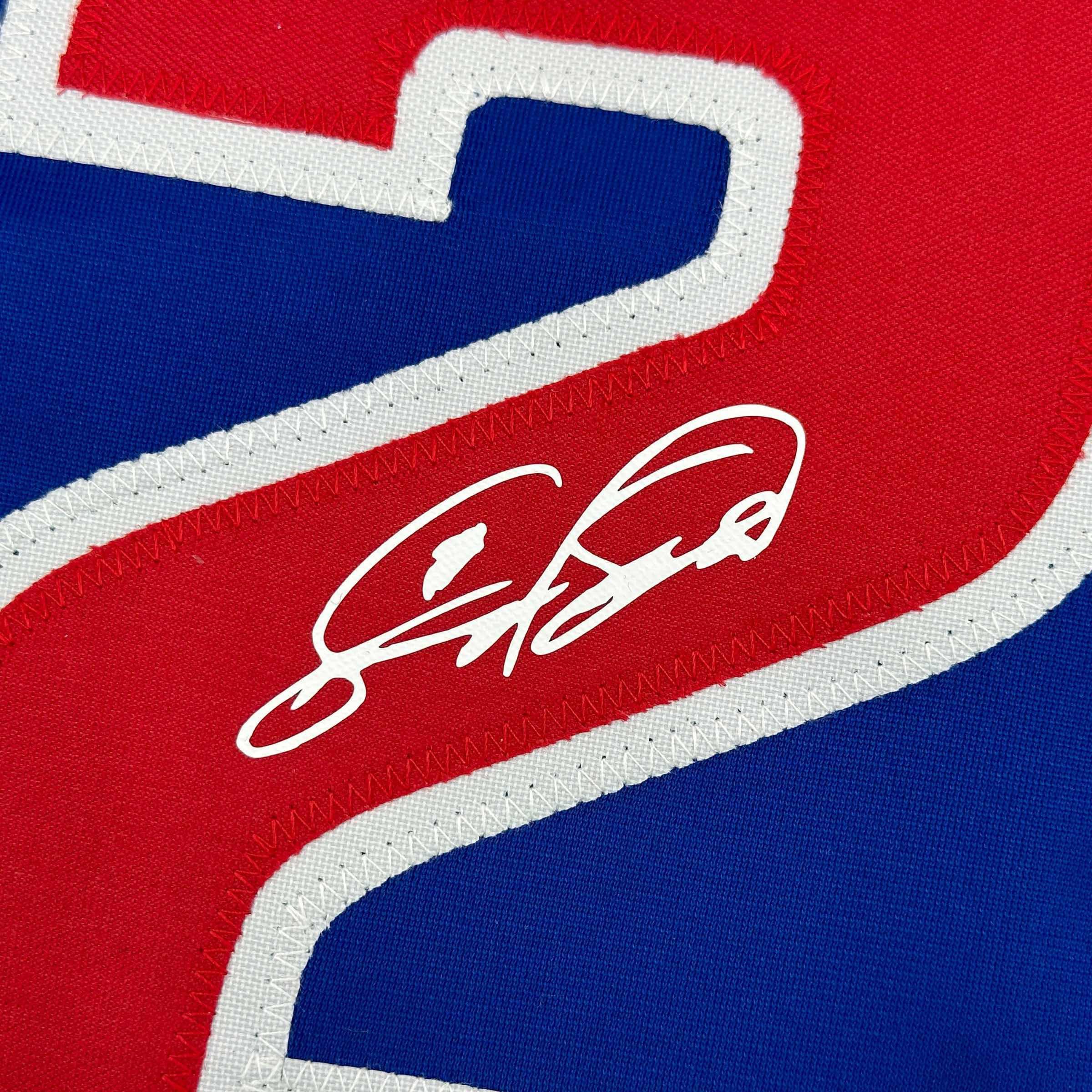 Framed Facsimile Autographed Sammy Sosa 35x39 Chicago Blue Reprint
