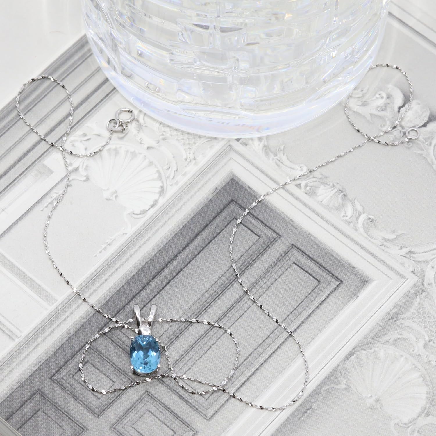 Elegant Genuine Gemstone and Pearl Pendant Necklace Collection in 18K White Gold Over Sterling Silver – London or Swiss Blue Topaz, Blue Sapphire, and Freshwater Cultured Pearls - Image 4
