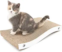 Arranhador para gatos, grande arranhador, papelão ondulado durável para gatos internos, resistente, uso frente e verso, reciclável, com erva de gato