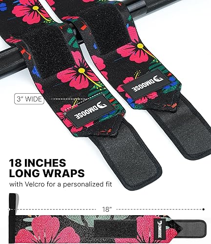 Miniatura 6 de DMoose Fitness Muñequeras para levantamiento de pesas de 18 pulgadas  Envoltura de gimnasio resistente con lazo para el pulgar para apoyo y alivio