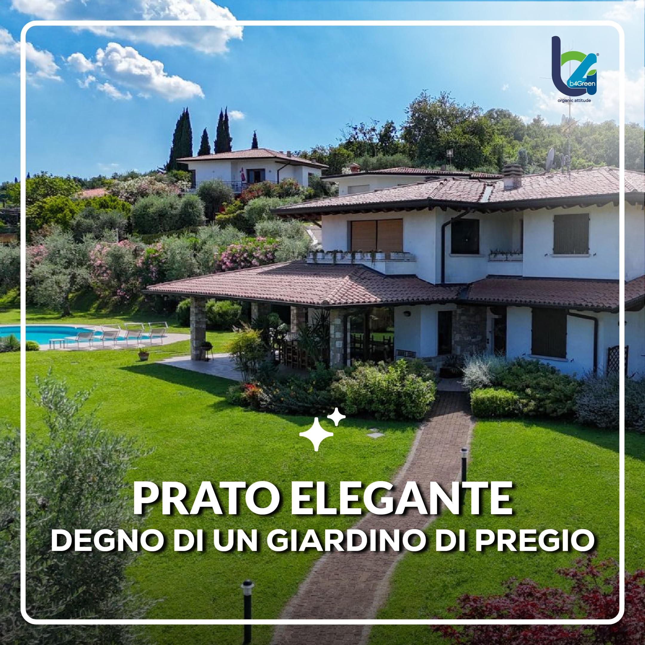B4GREEN Semi Prato Inglese Professionale (250m²) – Sementi per Prato Ornamentale a Tessitura Fine per Giardino di Pregio – Tappeto Erboso Fitto, Elegante e Verde Brillante – Copertura fino a 250m² 7kg