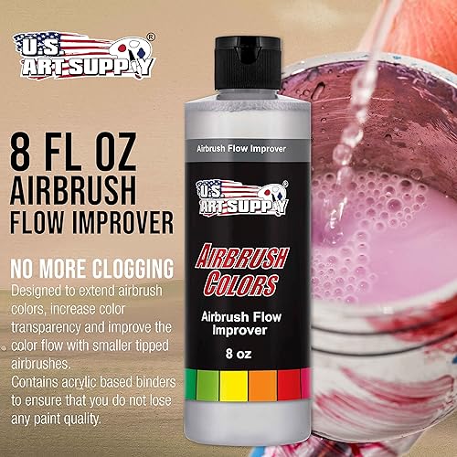 Miniatura 2 de U.S. Art Supply Mejorador de flujo de aerógrafo, botella de 8 onzas, aditivo para mejorar el flujo de pintura acrílica, reducir obstrucciones,