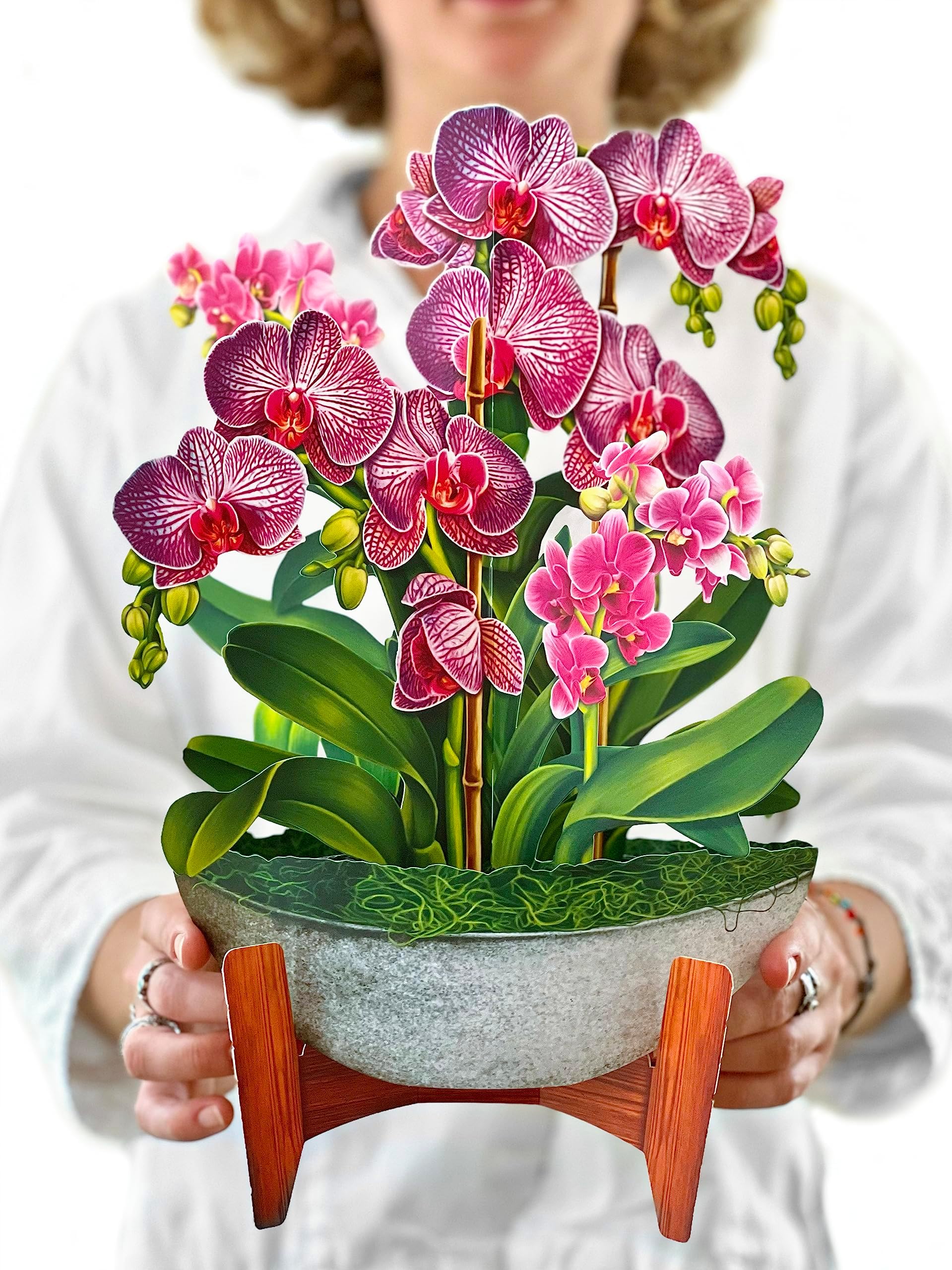 Pop Up Cards, Orchid Oasis, 12 Inch Life Sized Forever Flower Bouquet 3D Popup Greeting Card, Valentine's Day Cards, Anniversary Card, Mother's Day Gift, Blank Notecard & Envelope