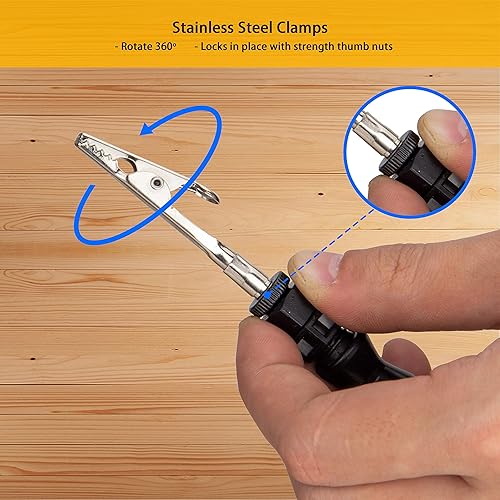 Miniatura 5 de KOTTO Helping Hands Herramienta de soldadura  4 brazos antideslizante  Base pesada de acero con clips resistentes  Soporte para placas de circuito