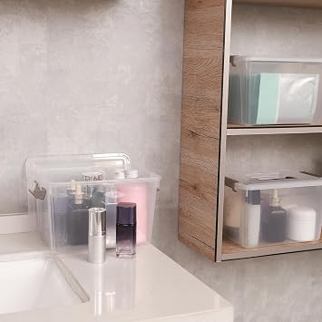 Citylife 6Packs 5L Plastic Storage Boxes with Lids, Clear Stackable Storage Box with Handle, Collection Boxes for Organizing Toys, Snacks, Tools, 26 * 18 * 15CM