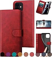 Vista 9 de DuckSky Funda tipo cartera de piel auténtica para iPhone 11 con bloqueo RFID, 4 tarjeteros de crédito. Cuero auténtico. Funda protectora para iPhone