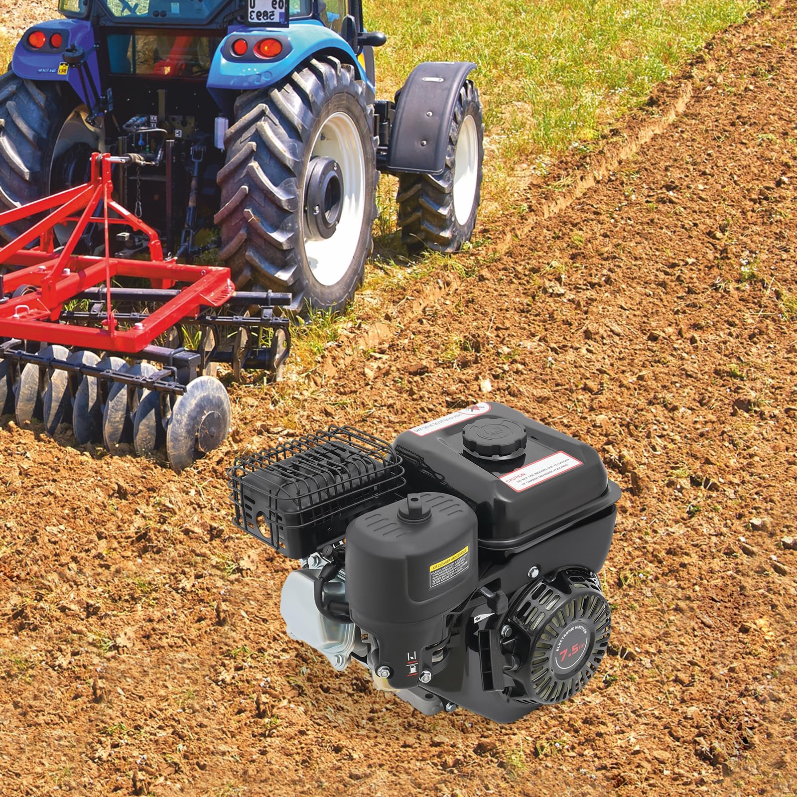 Motor de 4 tiempos de 7,5 CV de 212 cc – Potente motor de gasolina monocilindro con depósito de 3,6 L 3600 rpm para cortacésped, karts, bombas de agua y equipos de construcción
