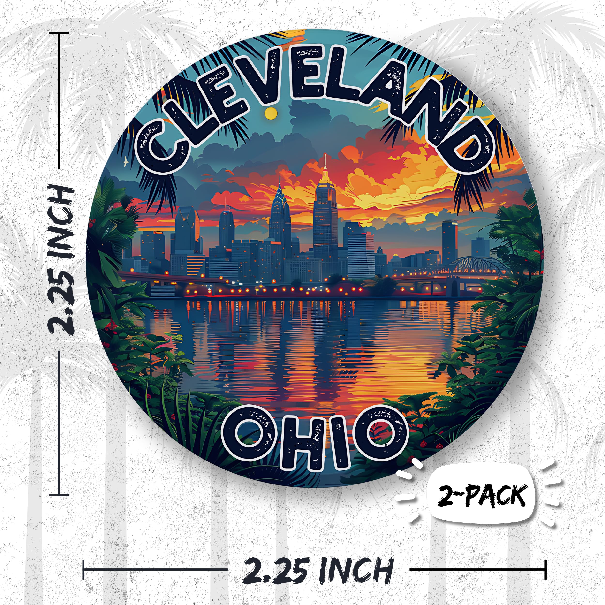 Cleveland Ohio Pin Button 2.25 inch 2-Pack – Pinback Button for Jeans Pants Shirt Backpack – Pins for Clothes Hat Cap ID45000