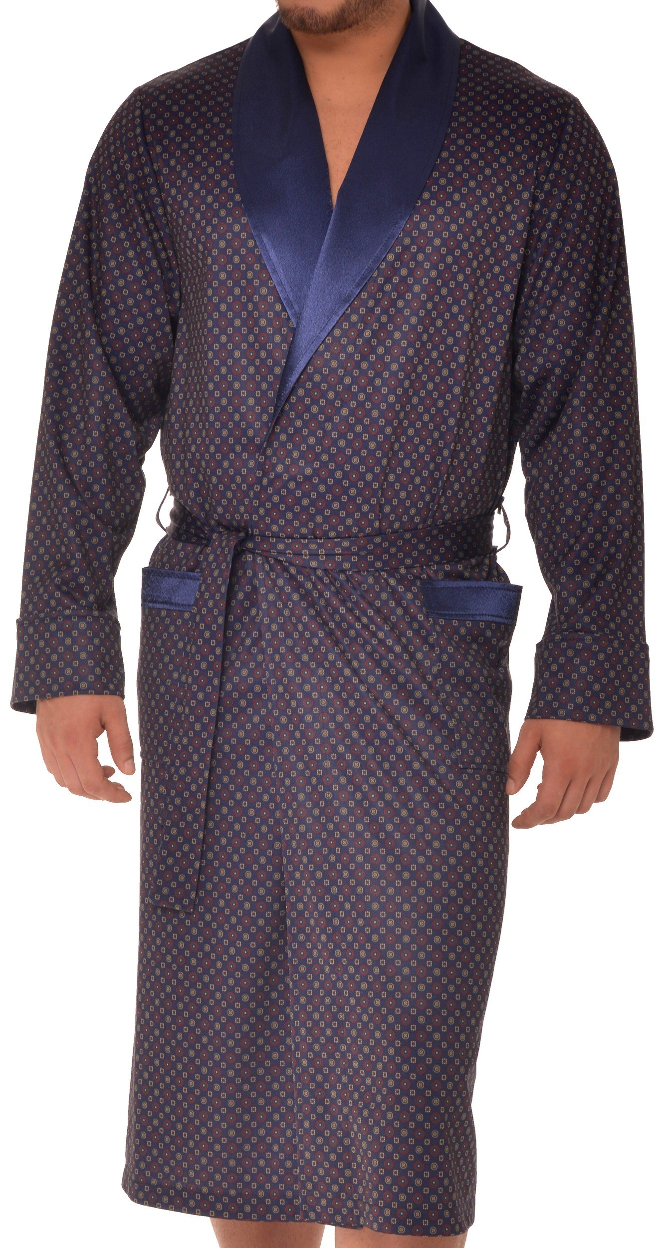 Revise RE-502 Elegant Men's Dressing Gown - Classic style – Darkblue – L