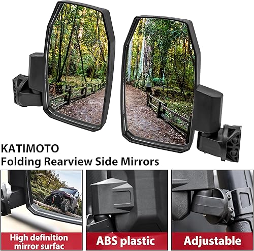 Miniatura 4 de Espejos retrovisores laterales ajustables para Polaris Ranger 1000 XP 570 900 17-24, espejos laterales retrovisores plegables para Polaris Ranger XP