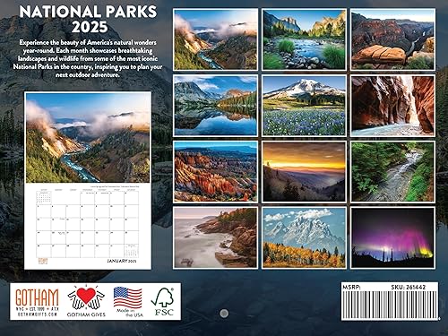 Miniatura 2 de Calendario mensual de pared de regalos de Parques Nacionales 2025, 12 meses  Fabricado en EE.UU.