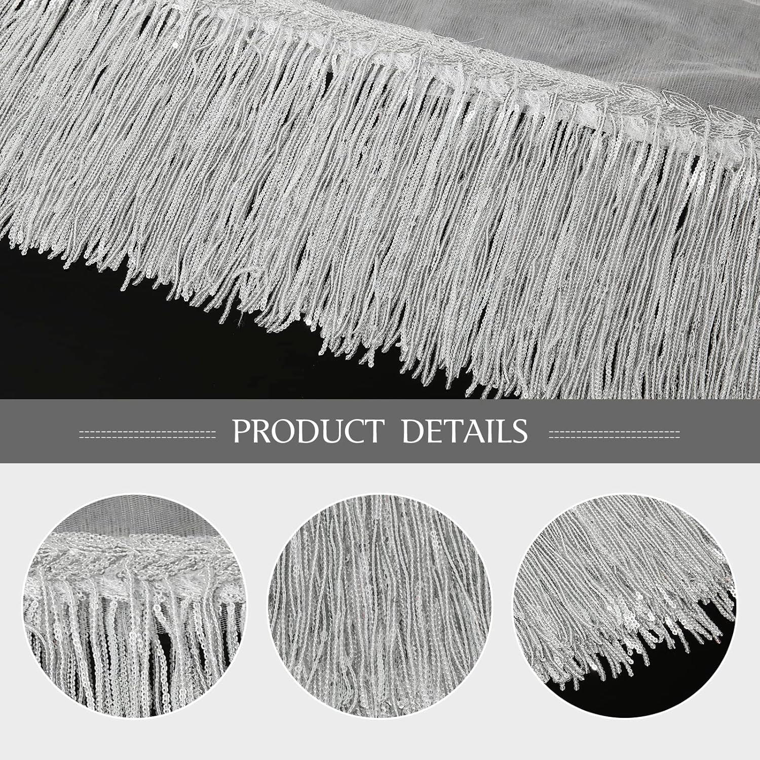 WELROG Sewing Fringe Trim 5 Yards - Sequins Lace Tassel Fringe Trim for DIY Dress Sewing Crafts Costumes Decoration