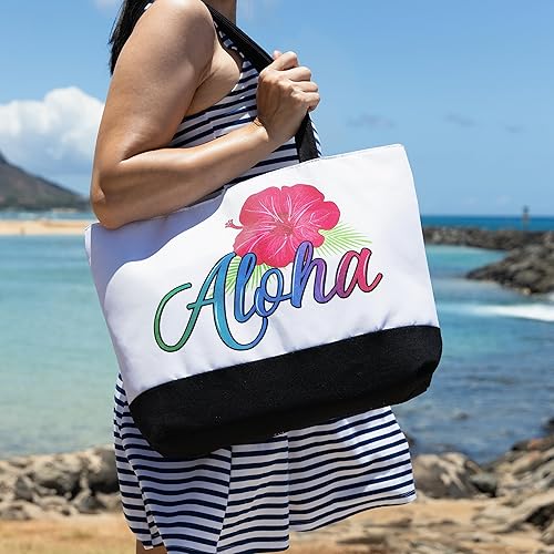 Miniatura 3 de Aloha Designs Bolsa de playa Aloha grande para pañal de hombro, bolsa de viaje para gimnasio, Hawaii, bolsa de piscina, bolsa de noche, bolsa de