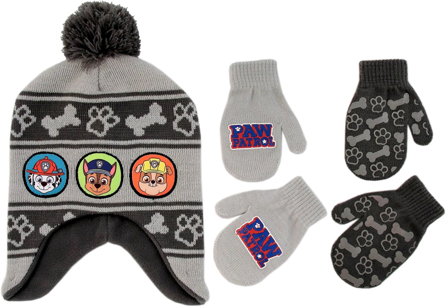 Nickelodeon Boys Paw Patrol Winter Hat, 2 Pair Gloves or Mittens (Toddler/Little Boys): Clothing