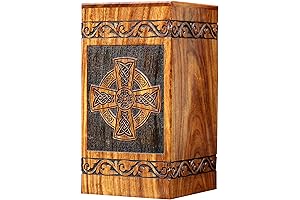 Wooden Cremation Urn - Classic & Elegant Decorative Burial Urn for Human...