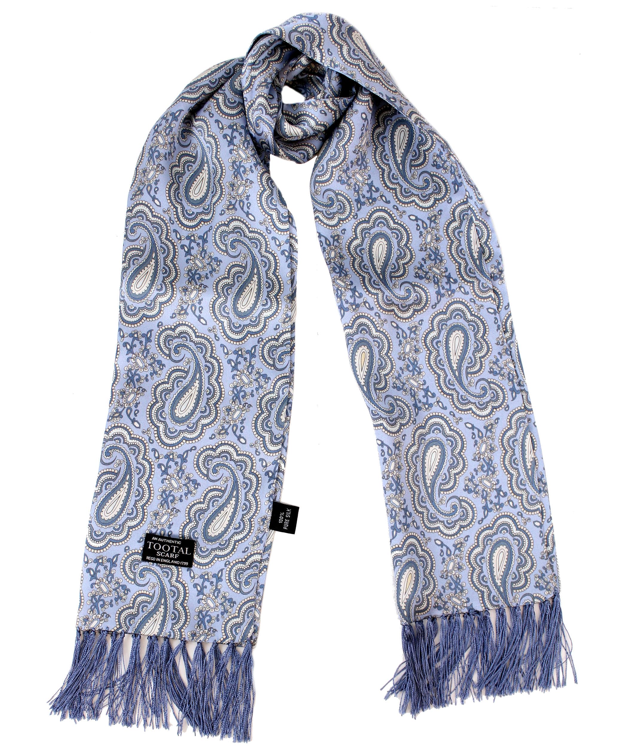Tootal Mens Paisley Print Silk Scarf (Sky Blue, One Size)