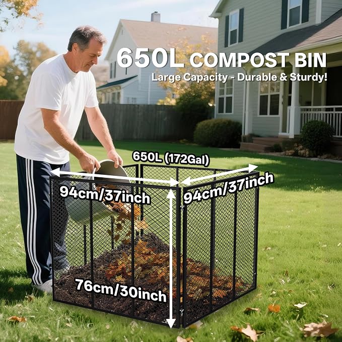 Compostera grande de acero rectangular 172 gal miniatura 2