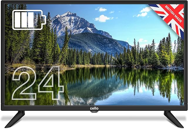Cello C2420SCP6PB HD Ready 24 Rechargable Battery and Mains Camping and Caravan LED TV with Built-in Satellite and Freeview Tuner