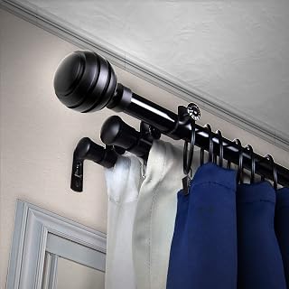 Dipper 13/16" Triple Curtain Rod 28-48 inch - Black