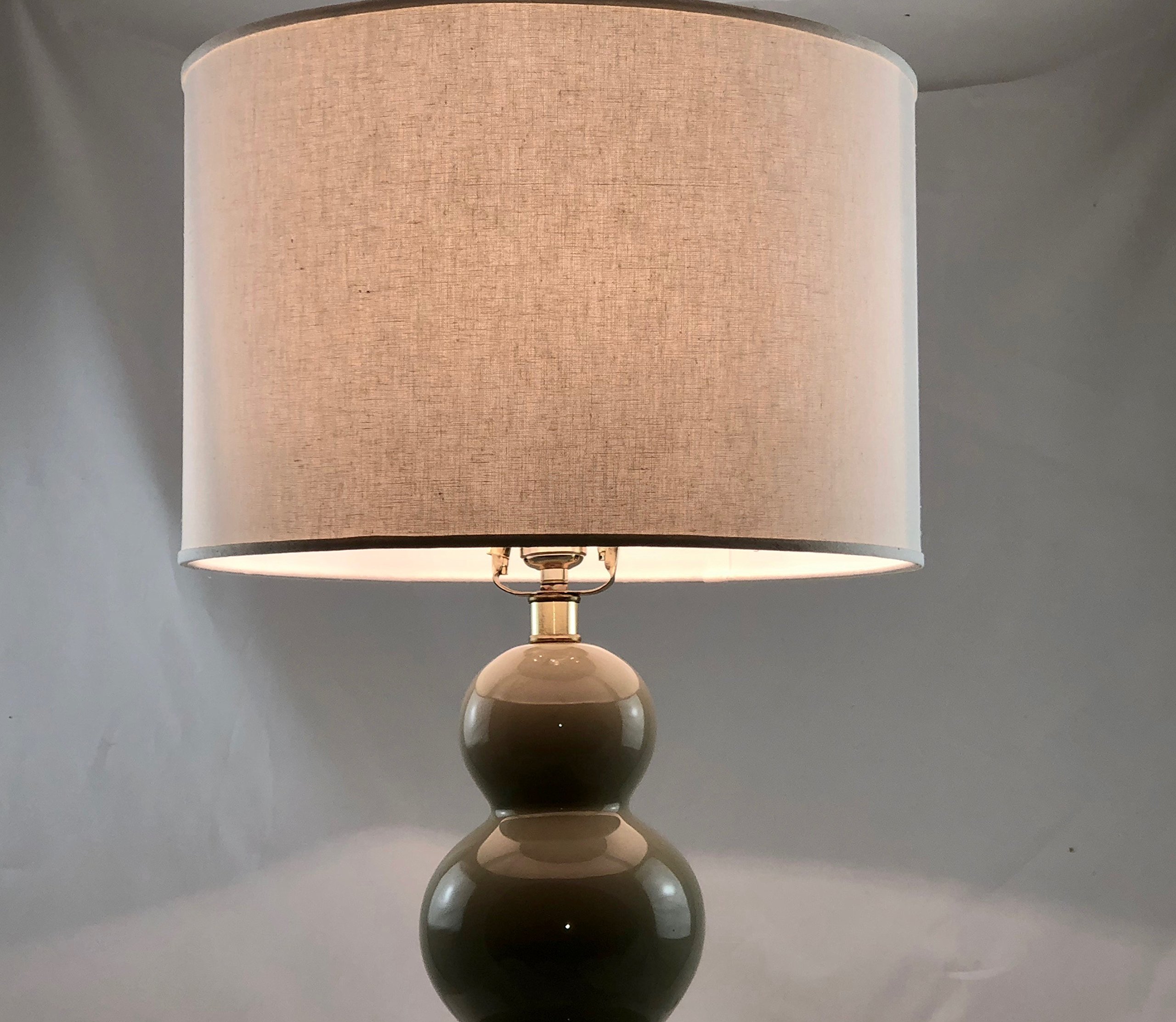 Plain Linen Drum Lampshade - White - 15" top x 15" bottom x 10" height