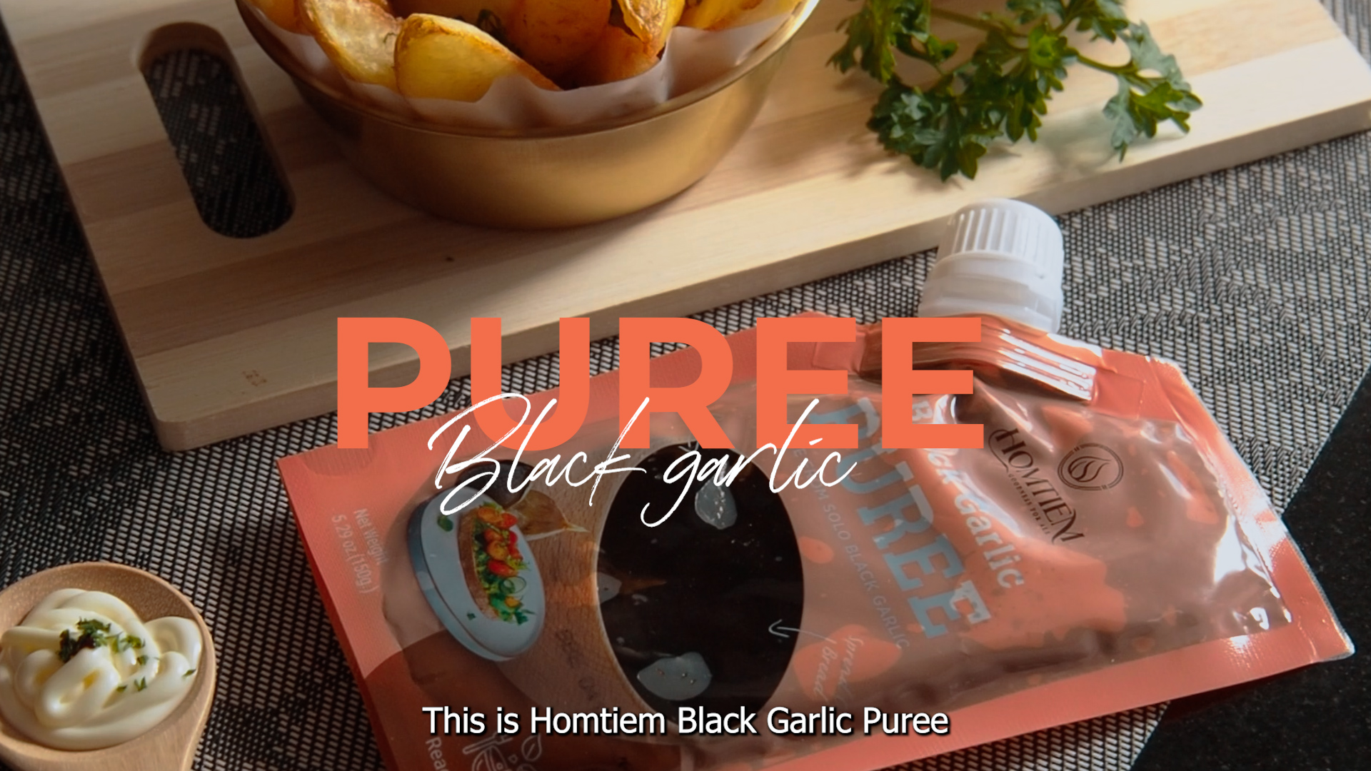 Homtiem Black Garlic Puree 150g. (Made from Solo Black Garlic 100%), Whole Black Garlic Fermented for 90 Days, Non-GMOs, High in Antioxidants, Ready to Eat for Snack Healthy, Healthy Recipes.