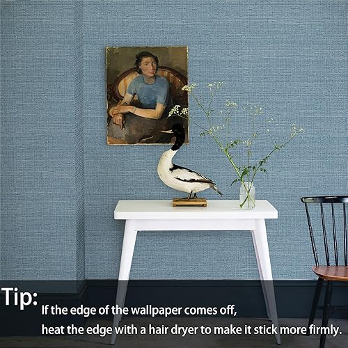 Miniatura 2 de Zeeko Papel tapiz de paja azul de 17.3 x 196.8 pulgadas, papel de contacto para despegar y pegar, papel tapiz moderno de granja, autoadhesivo,