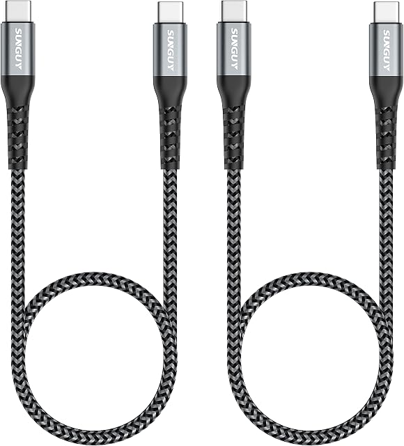 SUNGUY USB C to USB C Cable, 0.5m x2 PD 60W Type C to Type C Fast Charging Cable for iPad Pro 2020, MacBook Pro 2020,iPad Air 4, Samsung S20 S10 S9, Xiaomi, Huawei,Pixel, Switch etc