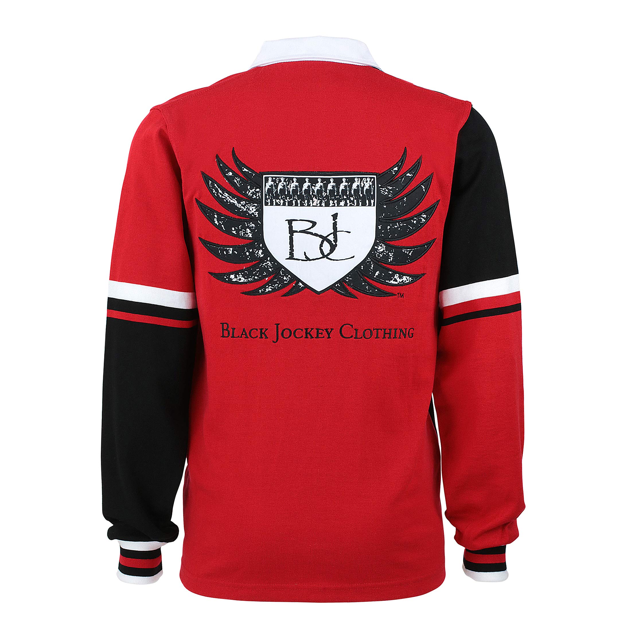 Team BJC Knitted Rugby Jersey Made Natural Cotton (5XL) Red and Black