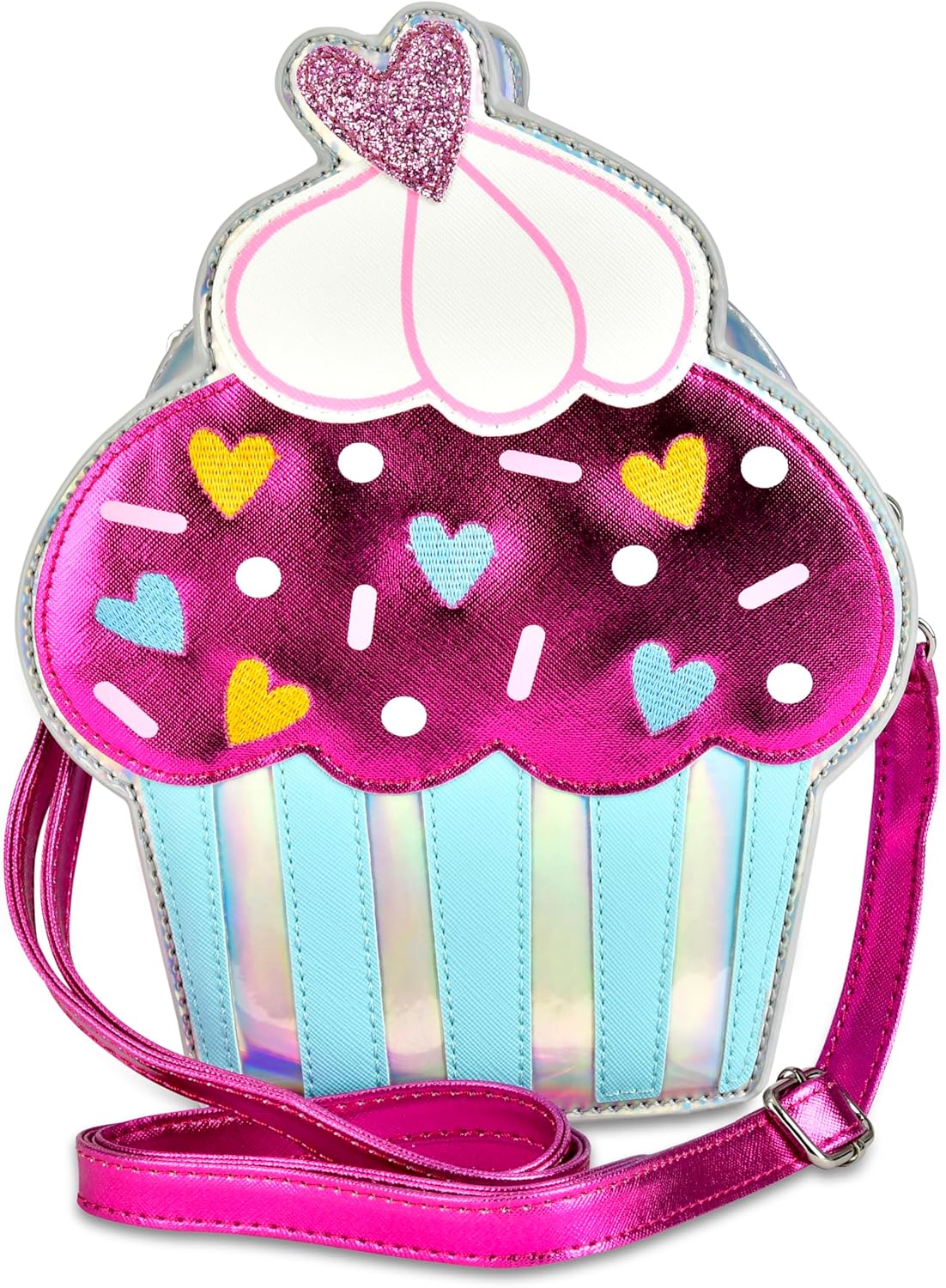 iscream Girls' Crossbody Purse in Faux Patent Leather with Zipper Closure, Love Sweet Collection