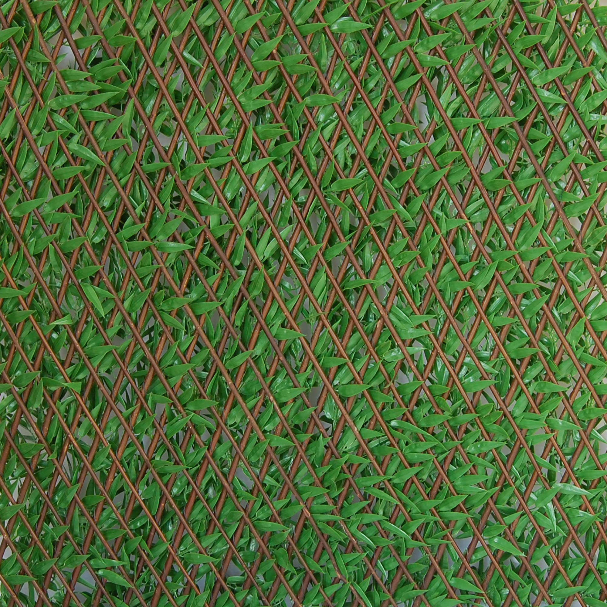 TENAX Divy 3D X-Tens Bamboo 1,00x2 m Verde, Enrejado Extensible de Madera Natural Recubierto con Hojas de Bambú, Occultación para Balcones y Terrazas, Decoración de Paredes