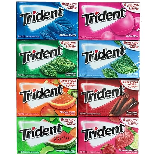 Trident Sugar Free Chewing Gum Variety Gift Pack (Pack of 8)