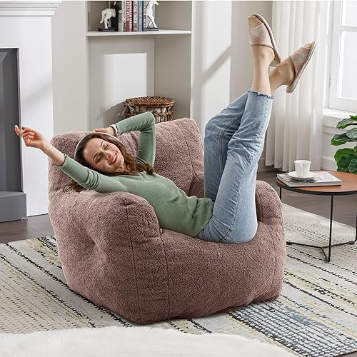 Miniatura 7 de Recaceik Puf - Sillones tipo puf de relleno suave y copetudo con relleno, sofá perezoso esponjoso, tumbona imperial gigante para dormitorio, sala de