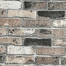 Stone Brick Wallpaper 3D Effect Blocks Vintage Brick Faux Textured Fireplace Wall Sticker Brick Wrapping Paper for Living Room Brown