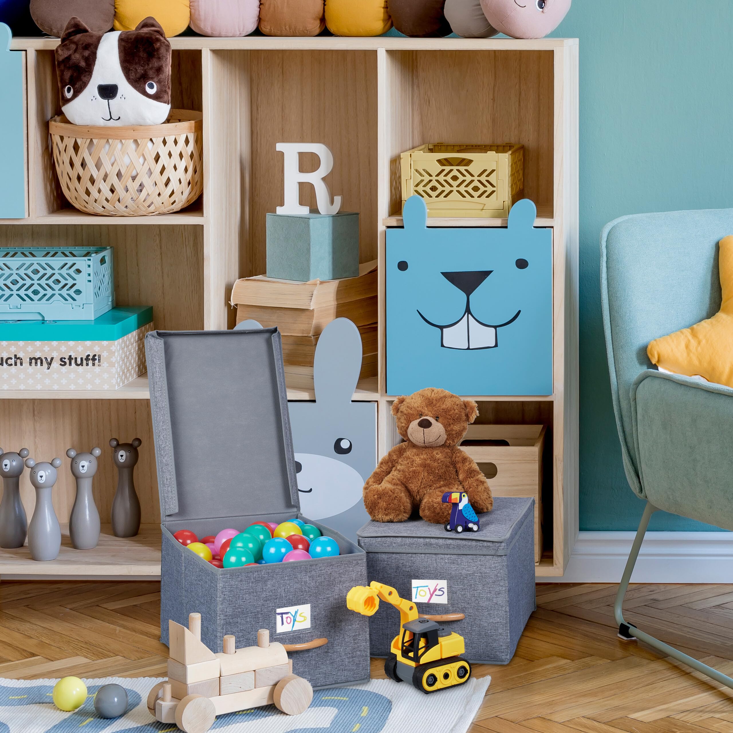 Relaxdays Scatola Portaoggetti, Set 2 Box in Stoffa da Scaffale