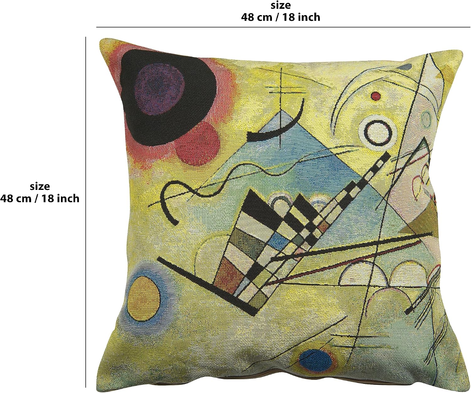 Charlotte Home Furnishings Decorative Pillow Cover 18x18 in, Kandinsky Composition Throw Pillow Cover for Bed, Tapestry Cushion Cases for Living Room Home Decor, Soft European Cotton Jacquard Woven