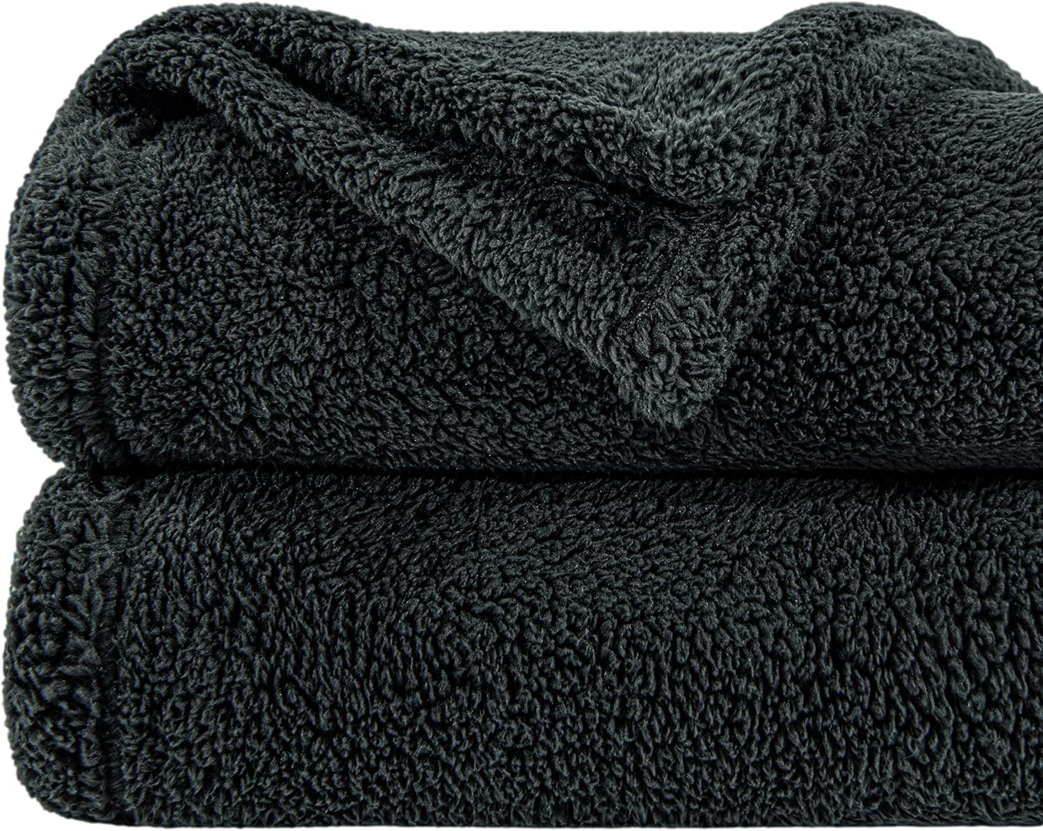 NTBAY Fluffy Sherpa Throw Blanket for Couch Sofa, Ultra Soft, Warm and Lightweight Shaggy Blanket, 51x67 Inches, Navy